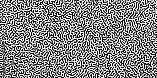 Organic seamless patterns with rounded lines Diffusion reaction background. Monochrome background of natural organic forms motion. Overlay template abstract Turing organic wallpaper background.