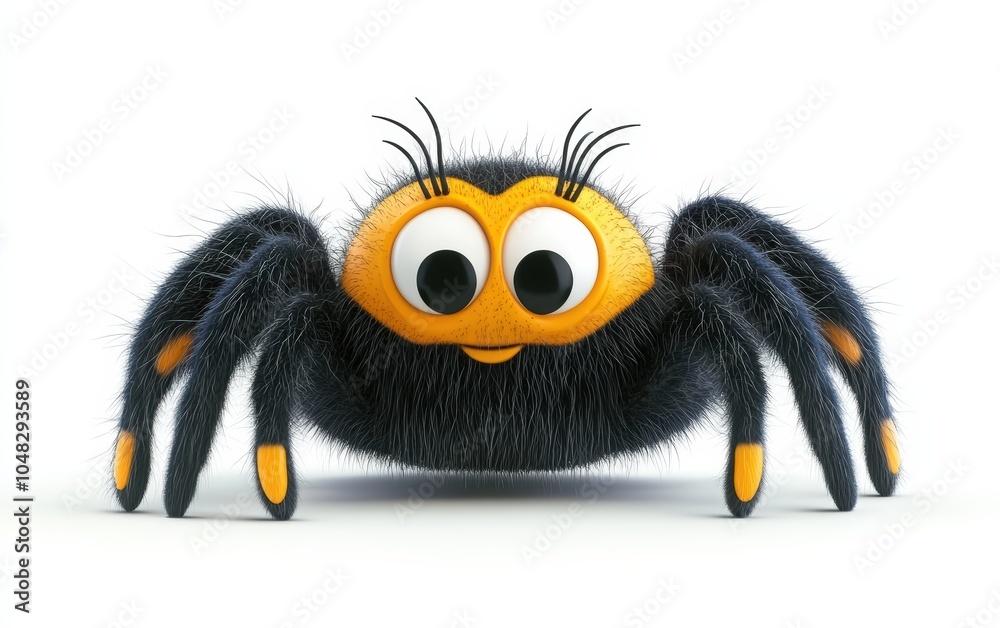 Naklejka premium Halloween 3D funny cartoon spider personage isolated on white background.