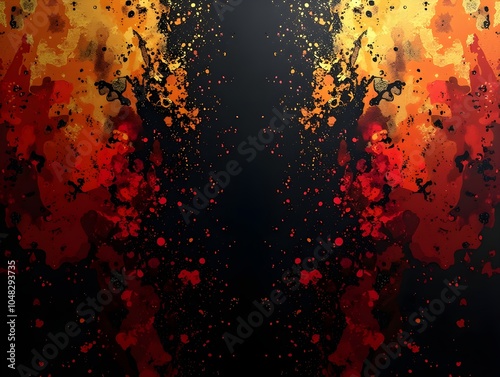 dark black orange red gold abstract simmetrical car paint background photo