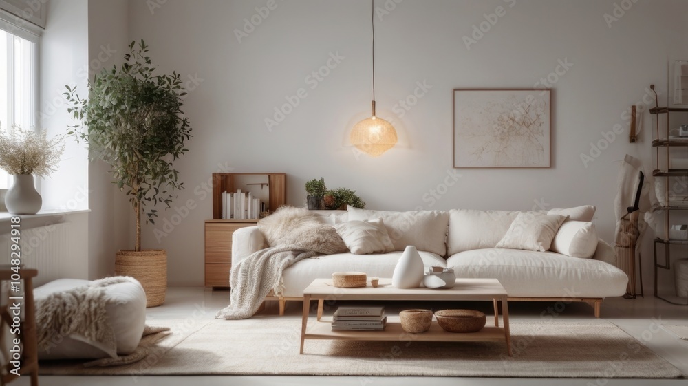 Stylist loft white living room interior Stylist loft white living room interior