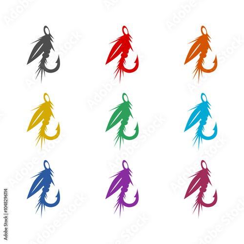 Fly fishing  icon isolated on white background. Set icons colorful