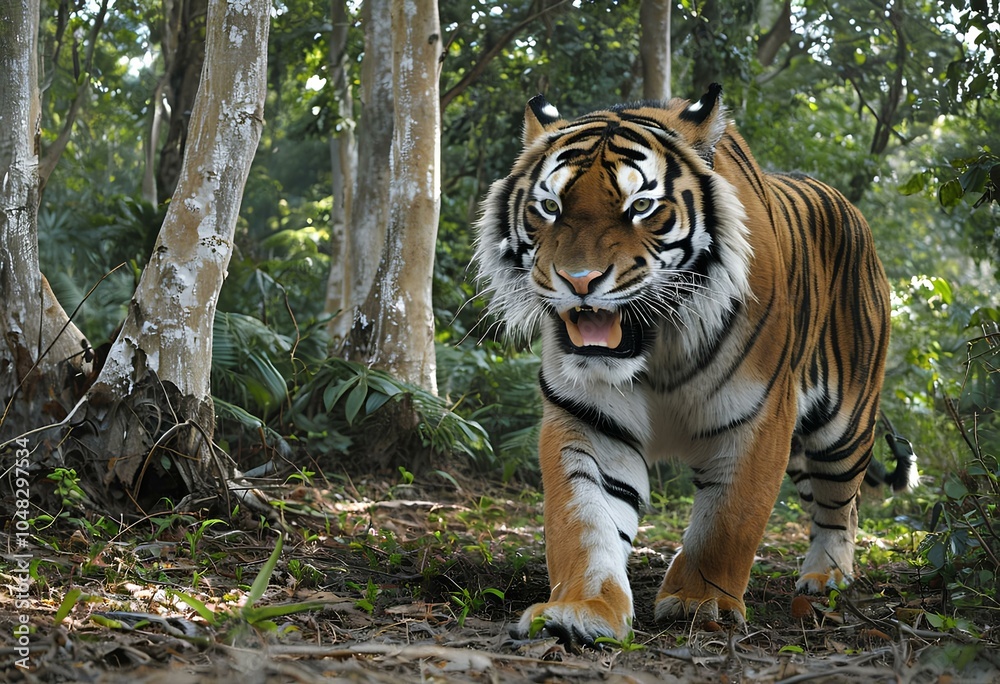 Obraz premium AI-generated images, Create beautiful tiger in forest