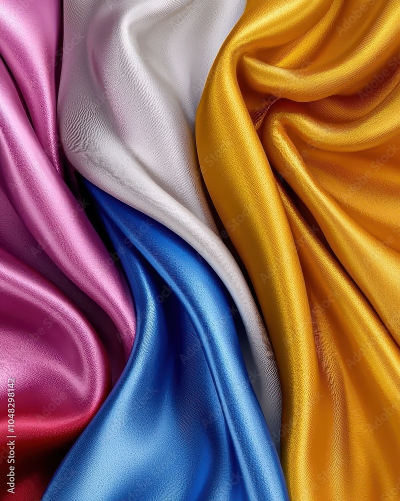 Fototapeta premium Colorful silk fabric with smooth waves, ideal for background and textile design.