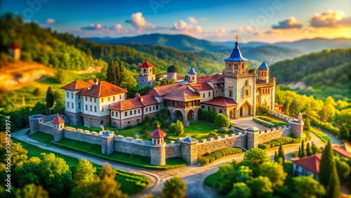 Wallpaper Mural Tilt-Shift Photography of a Majestic Bulgarian Castle with Historical Elements and Royal Symbols Torontodigital.ca