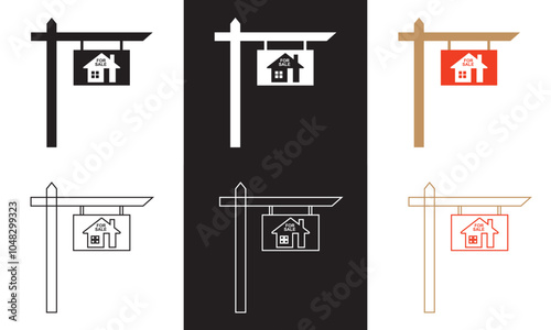 Real estate for sale vector icon . selling a property sign. isolated on white and black background. Vector illustration. EPS 10      
  