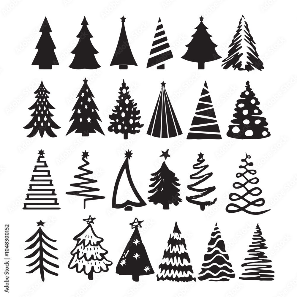 Obraz premium christmas trees set