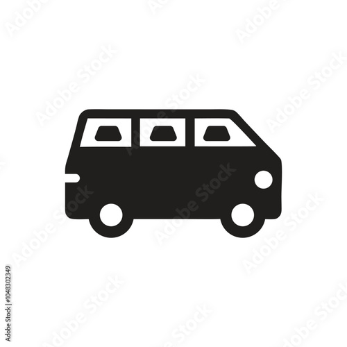 Passenger van side view icon on white background