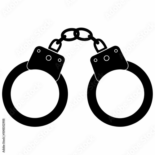 handcuffs silhouette vector,handcuffed icon vector illustration