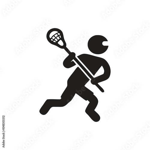 Lacrosse Player With Stick Icon on white background