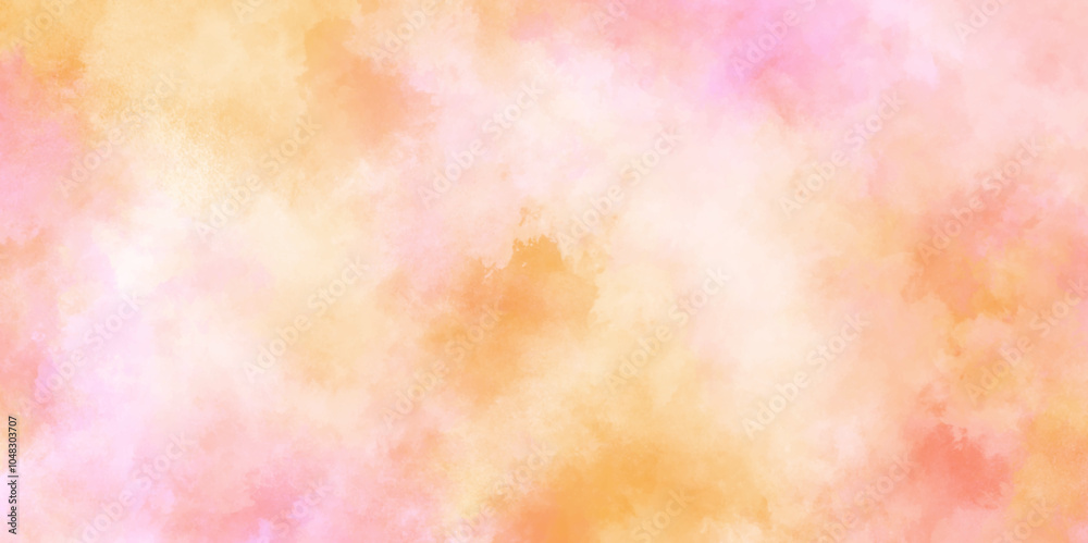Grunge watercolour illustration, abstract colorful watercolor background orange peach yellow pink and lime green,  Abstract tie dye multicolor fabric cloth Boho pattern texture.
