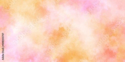 Grunge watercolour illustration, abstract colorful watercolor background orange peach yellow pink and lime green,  Abstract tie dye multicolor fabric cloth Boho pattern texture.
