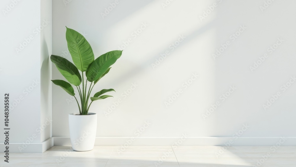 Elegant Potted Plant in Bright Office Corner Elegant Potted Plant in Bright Office Corner