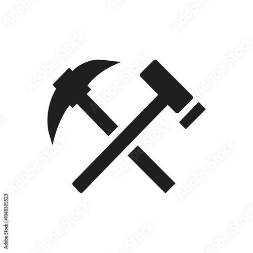 Sledgehammer Pickaxe Tools Vector Icon on white background