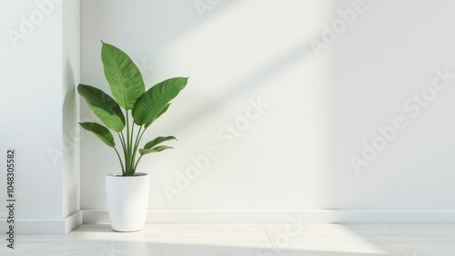 Wallpaper Mural Elegant Potted Plant in Bright Office Corner Torontodigital.ca