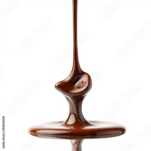 Liquid chocolate syrup isolated on white background clipping path full depth of field