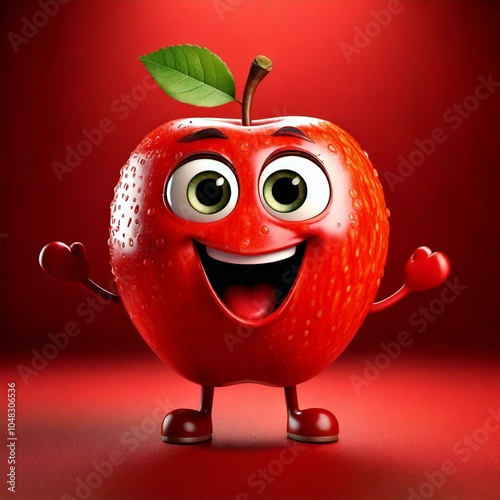 Cute Cartoon Apple Fruit Fo...