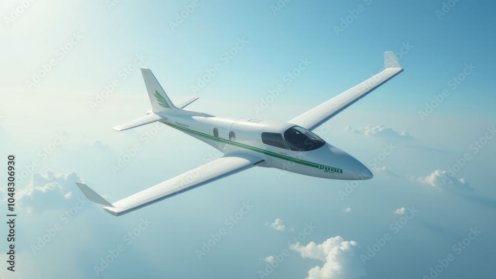 Obraz premium Innovative Biofuel-Powered Aircraft Soaring Through Clear Skies