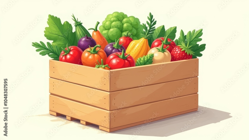 Vibrant Community-Supported Agriculture Box Filled with Fresh Organic Vegetables Vibrant Community-Supported Agriculture Box Filled with Fresh Organic Vegetables