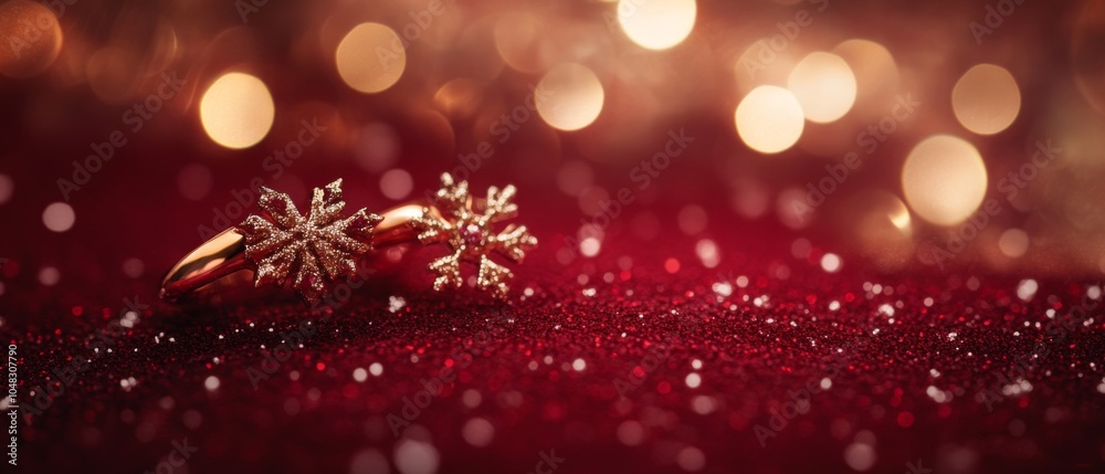 Elegant Christmas Scene: Snowflake Ornaments on a Luxurious Red Background with Soft Bokeh Lights, Perfect for Holiday Celebrations and Festive Wallpapers. Elegant Christmas Scene: Snowflake Ornaments on a Luxurious Red Background with Soft Bokeh Lights, Perfect for Holiday Celebrations and Festive Wallpapers.