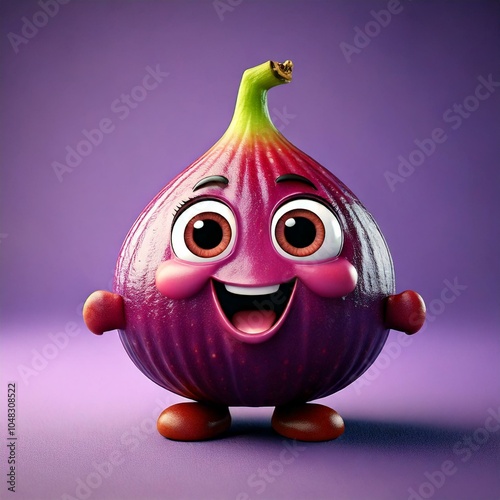 Cute Cartoon Happy Fig Frui...