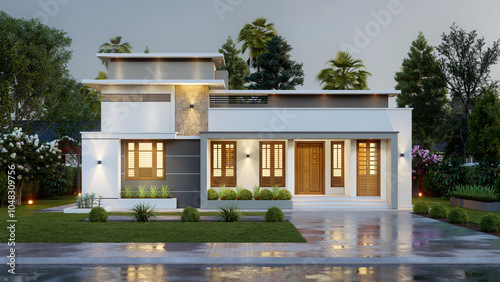 3d illustration of a newly built luxury home