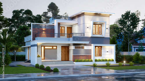 3d illustration of a newly built luxury home