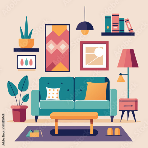 living room interior with sofa