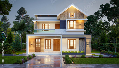 3d illustration of a newly built luxury home