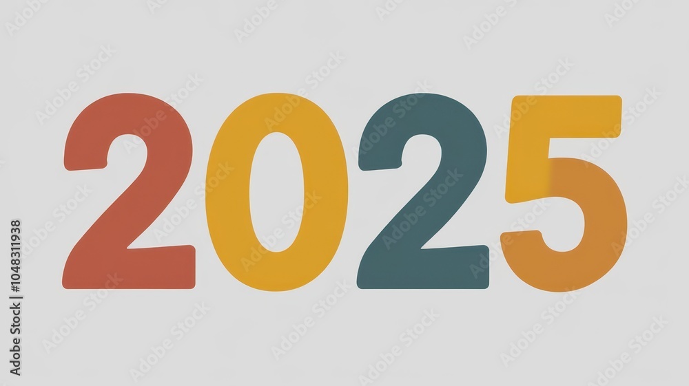 Minimalist Design of Happy new year 2025 text typography. 2025 written on table in vector design illustration background Minimalist Design of Happy new year 2025 text typography. 2025 written on table in vector design illustration background