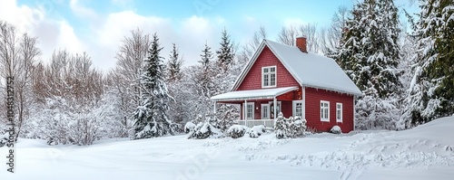 Christmas at a quaint house in a snowy northern setting.