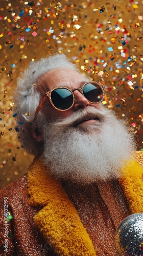 Celebrating in style with a festive mood during a golden moment of joy and ha...