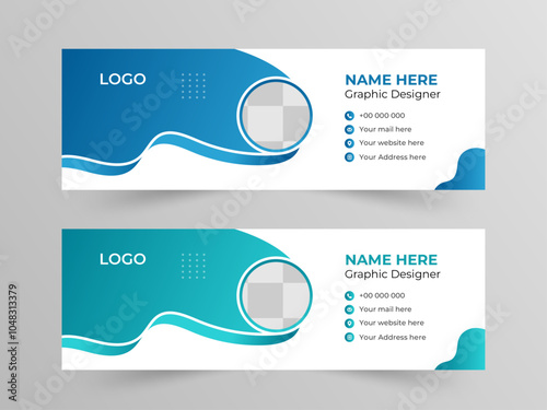 Email signature or email footer and personal social media cover design template. Abstract Creative clean elegant Corporate Email signature.