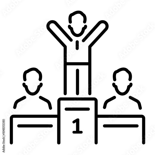 A linear icon of winner podium 