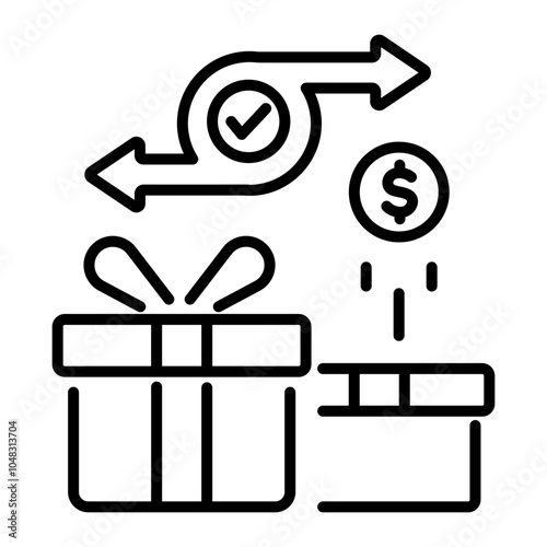 Gift reward icon in linear style 