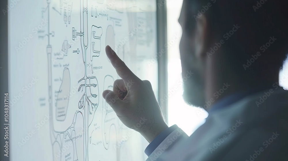 Doctor explaining colon health to patient, using detailed diagram to illustrate key points, emphasizing the importance of preventive care and early detection in medical consultations. Doctor explaining colon health to patient, using detailed diagram to illustrate key points, emphasizing the importance of preventive care and early detection in medical consultations.