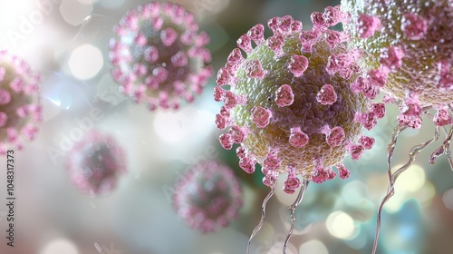 3D Render of Rubella Virus Close up View Medical Illustration Healthcare Concept photo