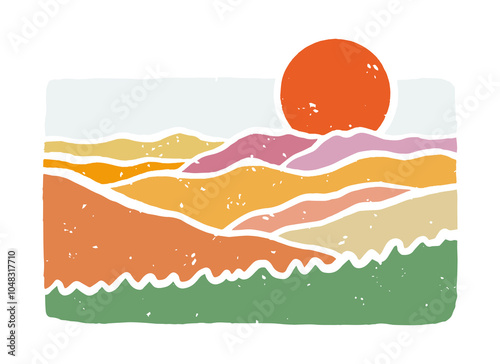 The Great Smoky Mountains vintage hand drawing with grunge effect illustration