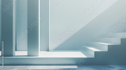 Minimalistic background with clean lines and space architecture in monochrome color scheme, natural sunlight, suitable for stylish and professional designs.