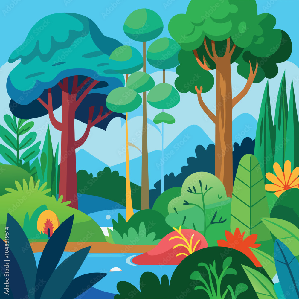 summer landscape with trees