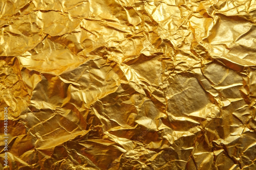 Shiny crumpled gold foil texture, perfect for luxurious backgrounds, holiday designs, and premium presentations. Shiny crumpled gold foil texture, perfect for luxurious backgrounds, holiday designs, and premium presentations.