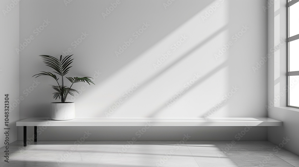 Fototapeta premium Minimalistic background with clean lines and space architecture in monochrome color scheme, natural sunlight, suitable for stylish and professional designs.