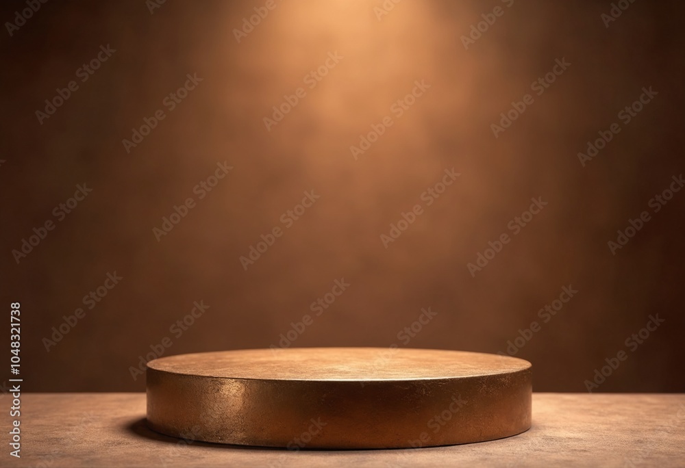 Oxidized Bronze Podium in Earthy Backdrop with Warm Lighting for Product Display Concept Oxidized Bronze Podium in Earthy Backdrop with Warm Lighting for Product Display Concept