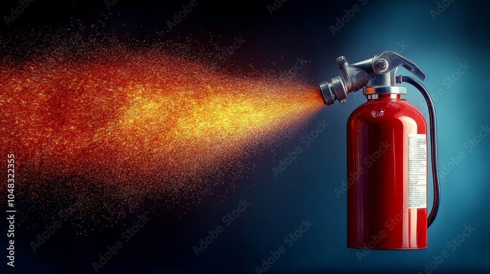 Obraz premium Fire Extinguisher Combating Blaze, Fire Safety Equipment in Action, Emergency Response Tool