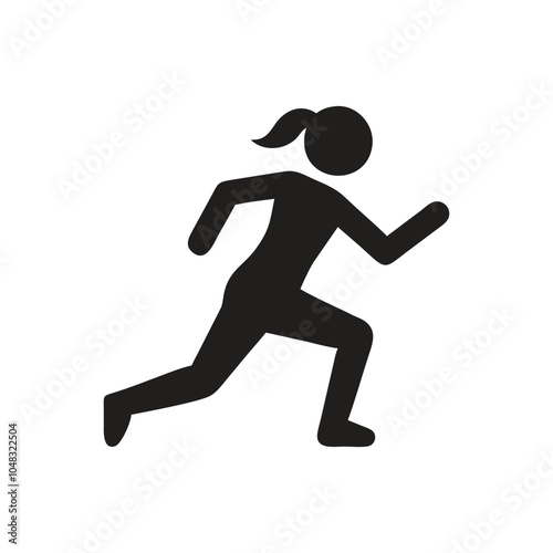 Woman sprinter icon on white background