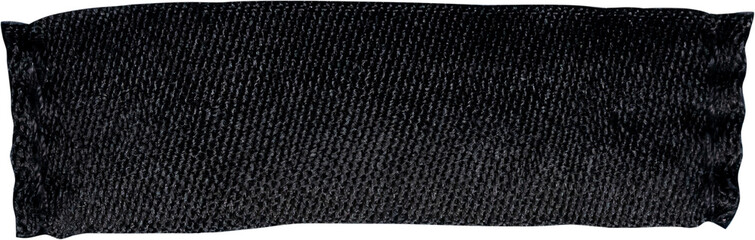 Blank black clothing tag label isolated on white background