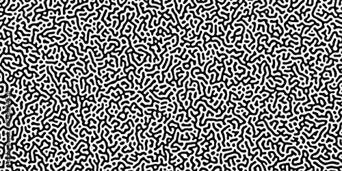 Organic seamless patterns with rounded lines Diffusion reaction background. Monochrome background of natural organic forms motion. Overlay template abstract Turing organic wallpaper background.