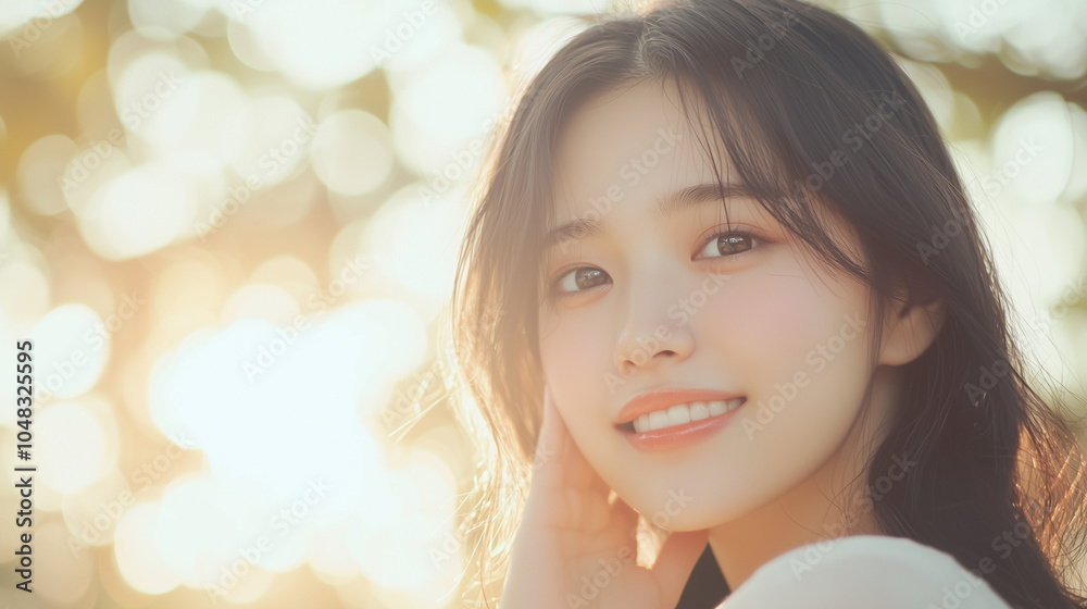 Young Asian Woman Smiling with Confidence and Glowing Skin Young Asian Woman Smiling with Confidence and Glowing Skin