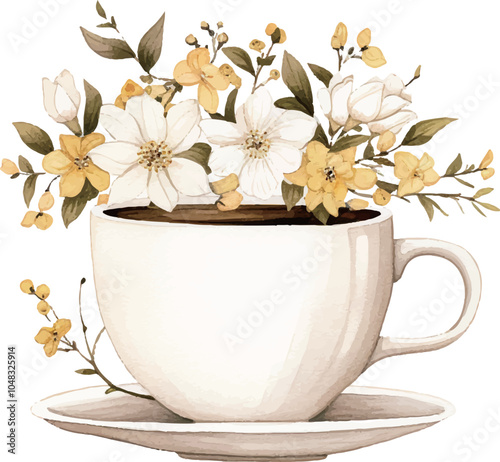 cup of tea with flowers