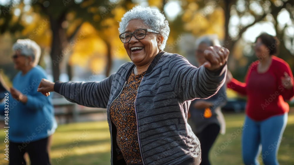 Senior citizens dancing together in a park Senior citizens dancing together in a park