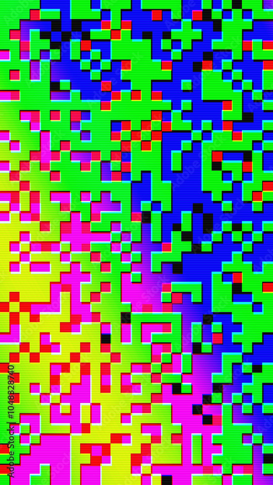 Abstract pixelated interlaced colorful rainbow 8 bit cyber retro game Glitch TV Static pixel Noise texture background. Futuristic glitched cyberpunk, rave 90s, 2000s lo-fi aesthetic. Chiptune design Abstract pixelated interlaced colorful rainbow 8 bit cyber retro game Glitch TV Static pixel Noise texture background. Futuristic glitched cyberpunk, rave 90s, 2000s lo-fi aesthetic. Chiptune design